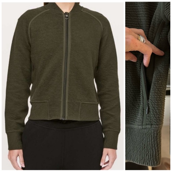 Lululemon On Repeat Bomber in Forest Green 2 NWOT - Picture 7 of 15